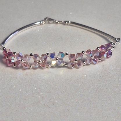 Pulsera FLOR Cristales Swarovski Elements 4mm Plata 925 Varios Colores