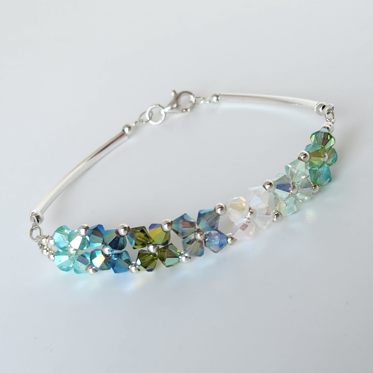 Pulsera FLOR Cristales Swarovski Elements 4mm Plata 925 Varios Colores