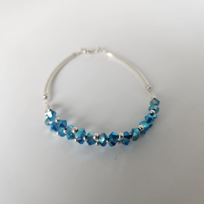 Pulsera FLOR Cristales Swarovski Elements 4mm Plata 925 Varios Colores
