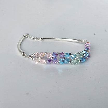 Pulsera FLOR Cristales Swarovski Elements 4mm Plata 925 Varios Colores