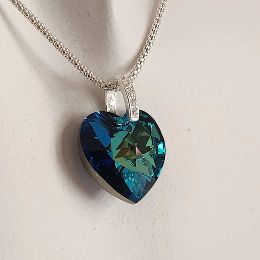 Collar Corazón con Cristales Swarovski 18mm Drop Plata 925 + Colores