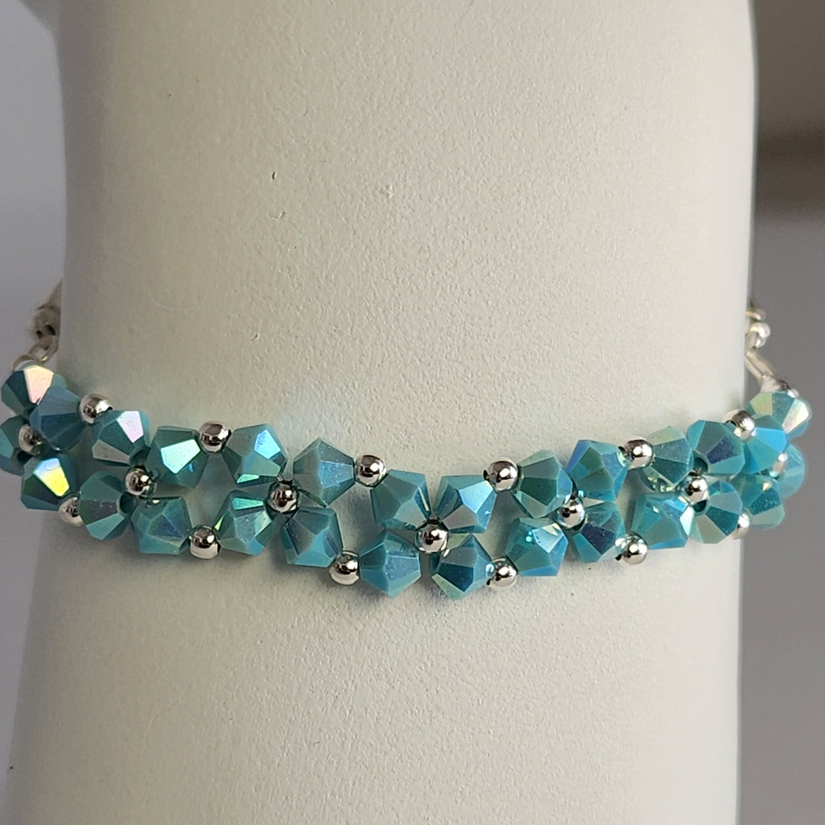 Pulsera FLOR Cristales Swarovski Elements 4mm Plata 925 Varios Colores