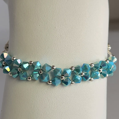 Pulsera FLOR Cristales Swarovski Elements 4mm Plata 925 Varios Colores