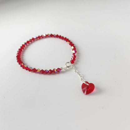 Pulsera Cristal Swarovski Elements Dije Corazon 4mm Todos Los Colores
