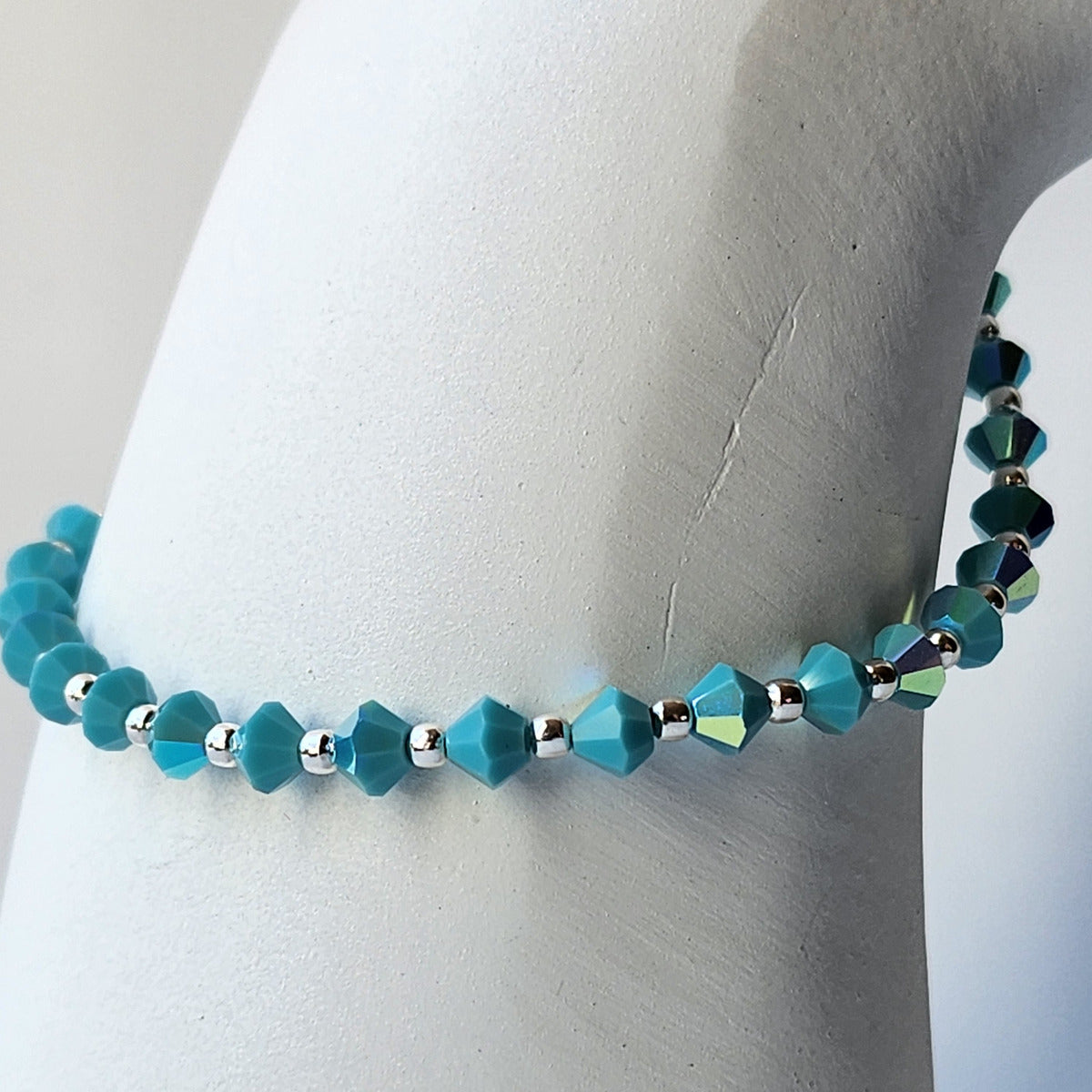 Pulsera Cristal Swarovski Elements Bolita Plata 925 Varios Colores