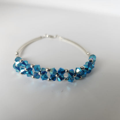 Pulsera FLOR Cristales Swarovski Elements 4mm Plata 925 Varios Colores