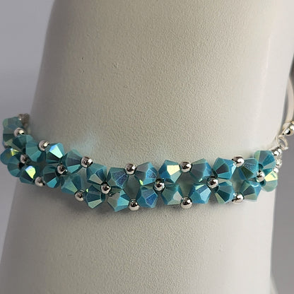 Pulsera FLOR Cristales Swarovski Elements 4mm Plata 925 Varios Colores