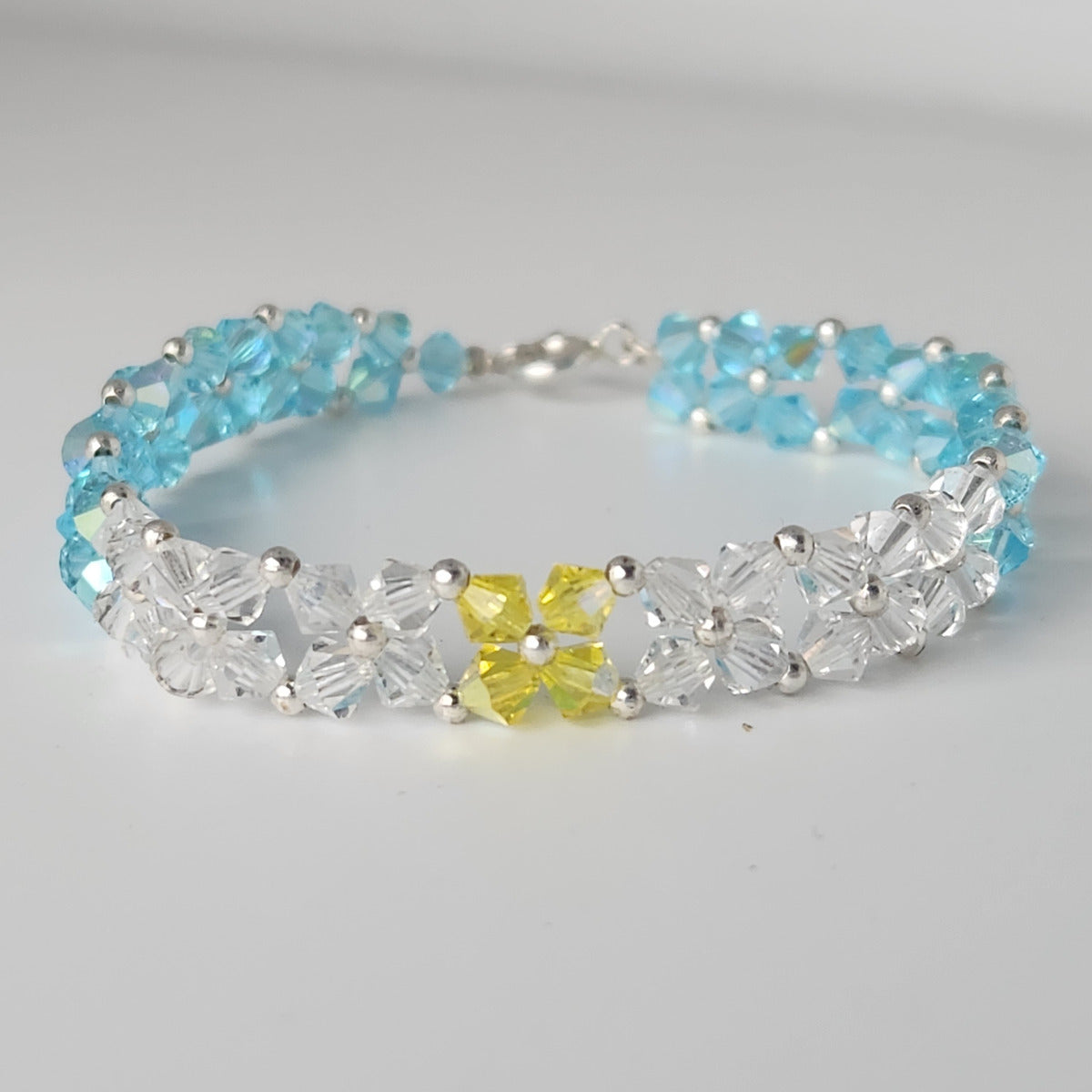 Pulsera Abundancia Cristal Swarovski Elements 4mm Plata 925 Colores