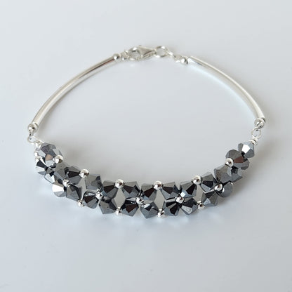 Pulsera FLOR Cristales Swarovski Elements 4mm Plata 925 Varios Colores