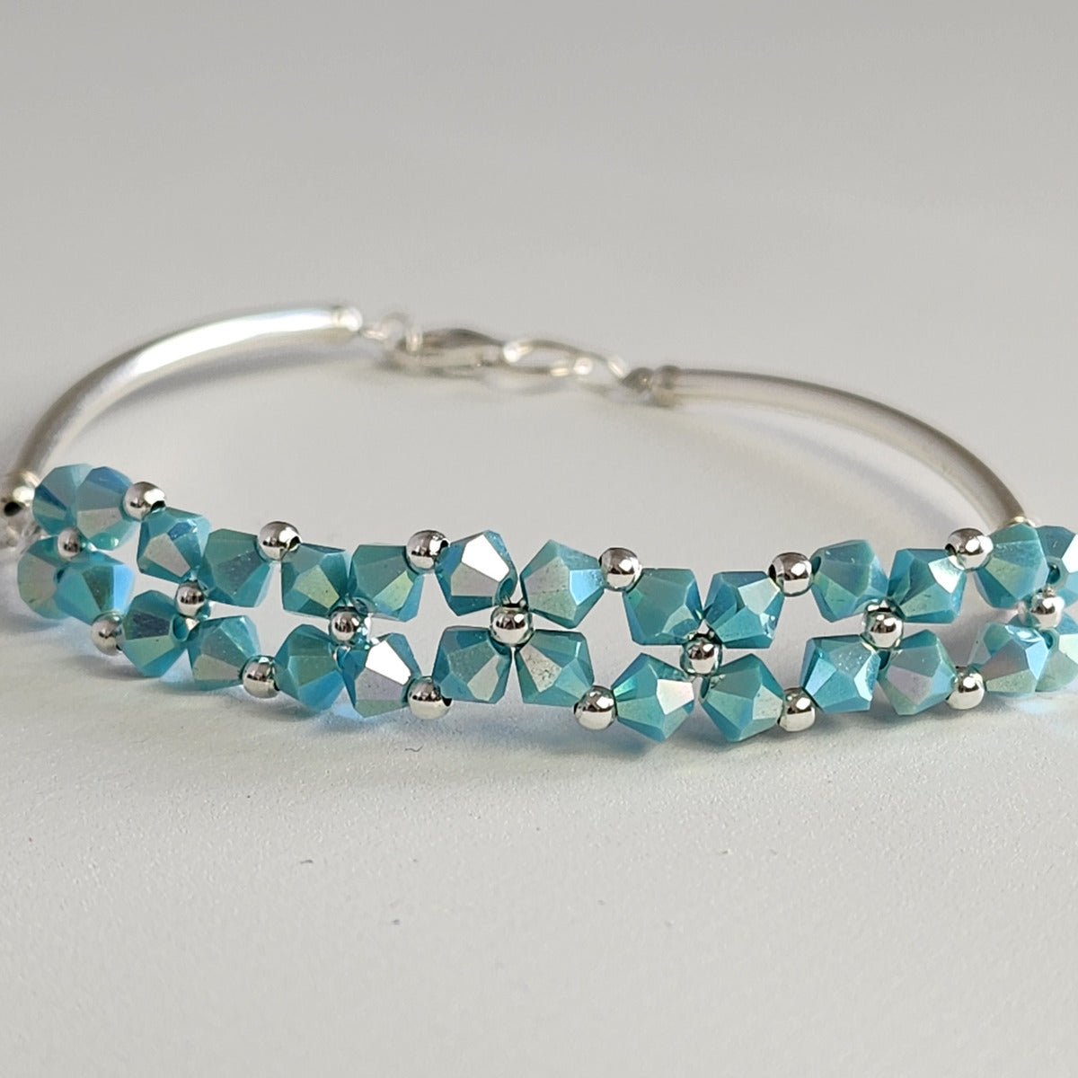 Pulsera FLOR Cristales Swarovski Elements 4mm Plata 925 Varios Colores