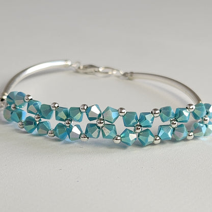 Pulsera FLOR Cristales Swarovski Elements 4mm Plata 925 Varios Colores