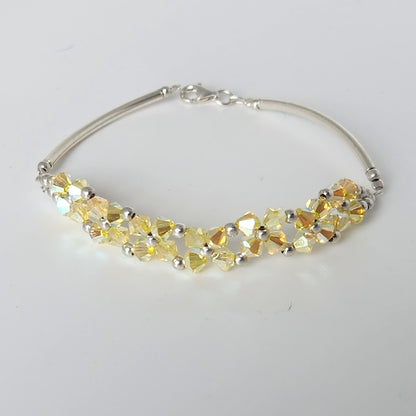 Pulsera FLOR Cristales Swarovski Elements 4mm Plata 925 Varios Colores