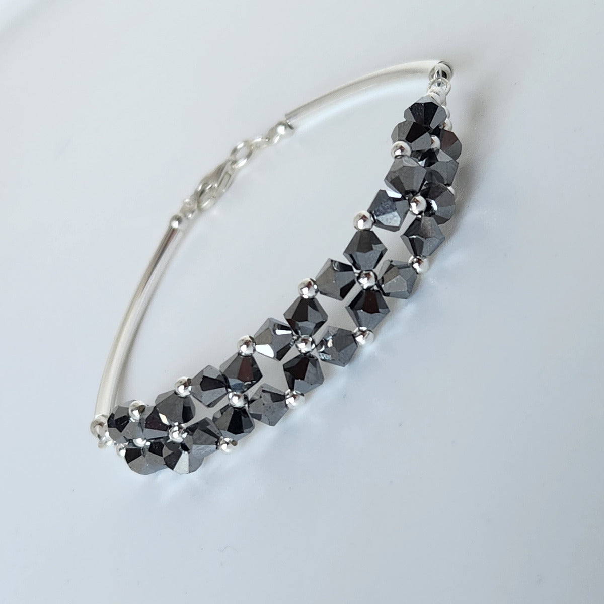 Pulsera FLOR Cristales Swarovski Elements 4mm Plata 925 Varios Colores