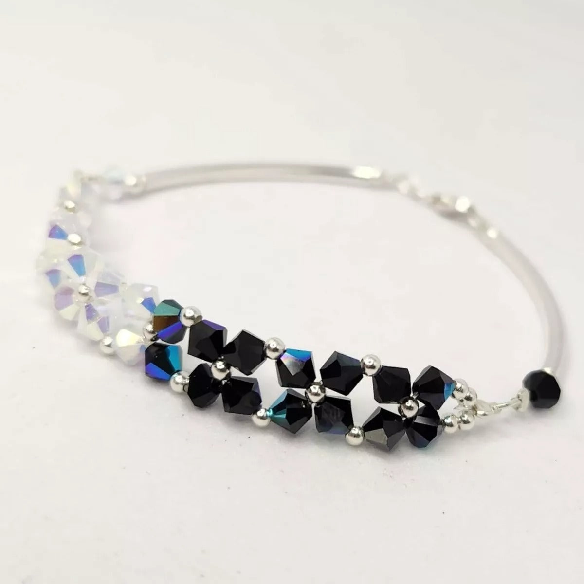 Pulsera FLOR Cristales Swarovski Elements 4mm Plata 925 Varios Colores