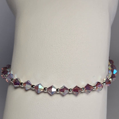 Pulsera Cristal Swarovski Elements Bolita Plata 925 Varios Colores