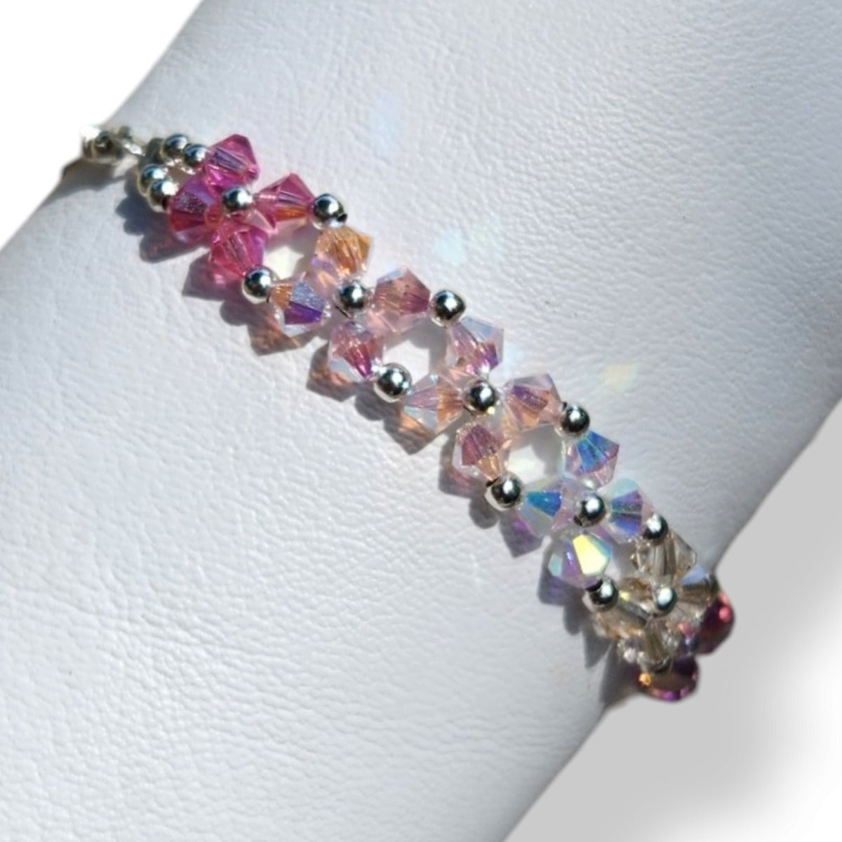 Pulsera FLOR Cristales Swarovski Elements 4mm Plata 925 Varios Colores