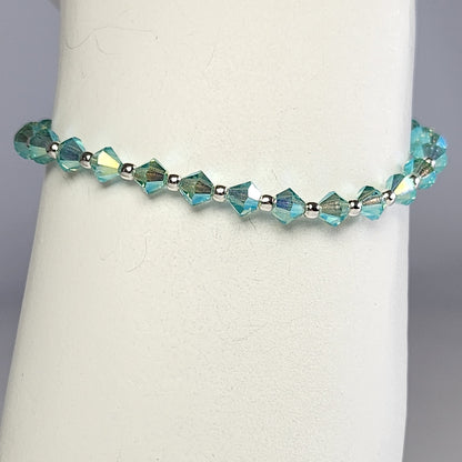 Pulsera Cristal Swarovski Elements Bolita Plata 925 Varios Colores