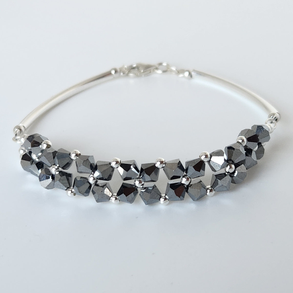 Pulsera FLOR Cristales Swarovski Elements 4mm Plata 925 Varios Colores