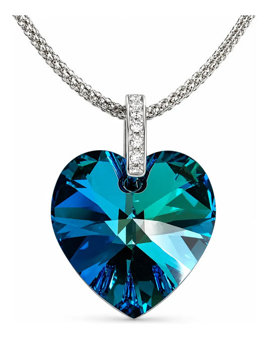 Collar Corazón con Cristales Swarovski 18mm Drop Plata 925 + Colores