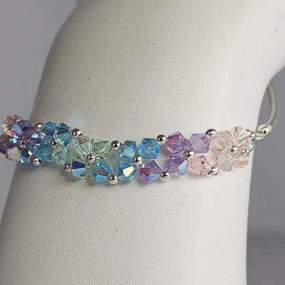 Pulsera FLOR Cristales Swarovski Elements 4mm Plata 925 Varios Colores