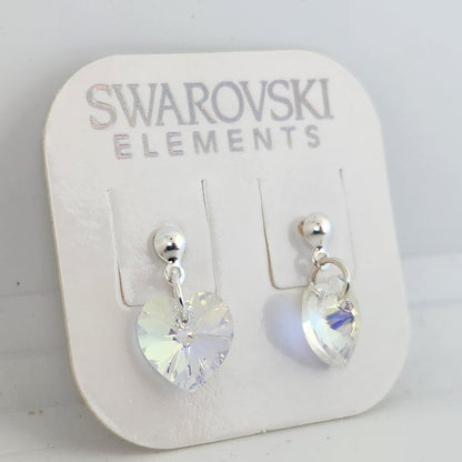 Aros Colgantes Corazón Cristal Swarovski Elements Plata 925 Varios Colores