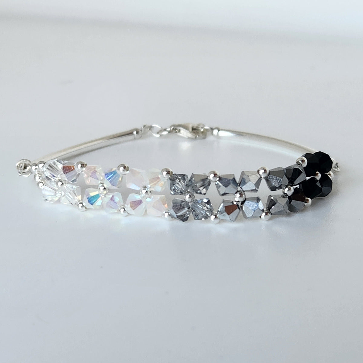 Pulsera FLOR Cristales Swarovski Elements 4mm Plata 925 Varios Colores