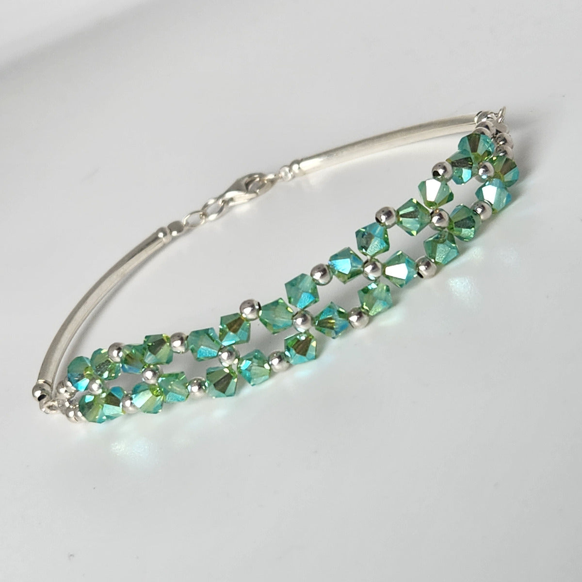 Pulsera FLOR Cristales Swarovski Elements 4mm Plata 925 Varios Colores