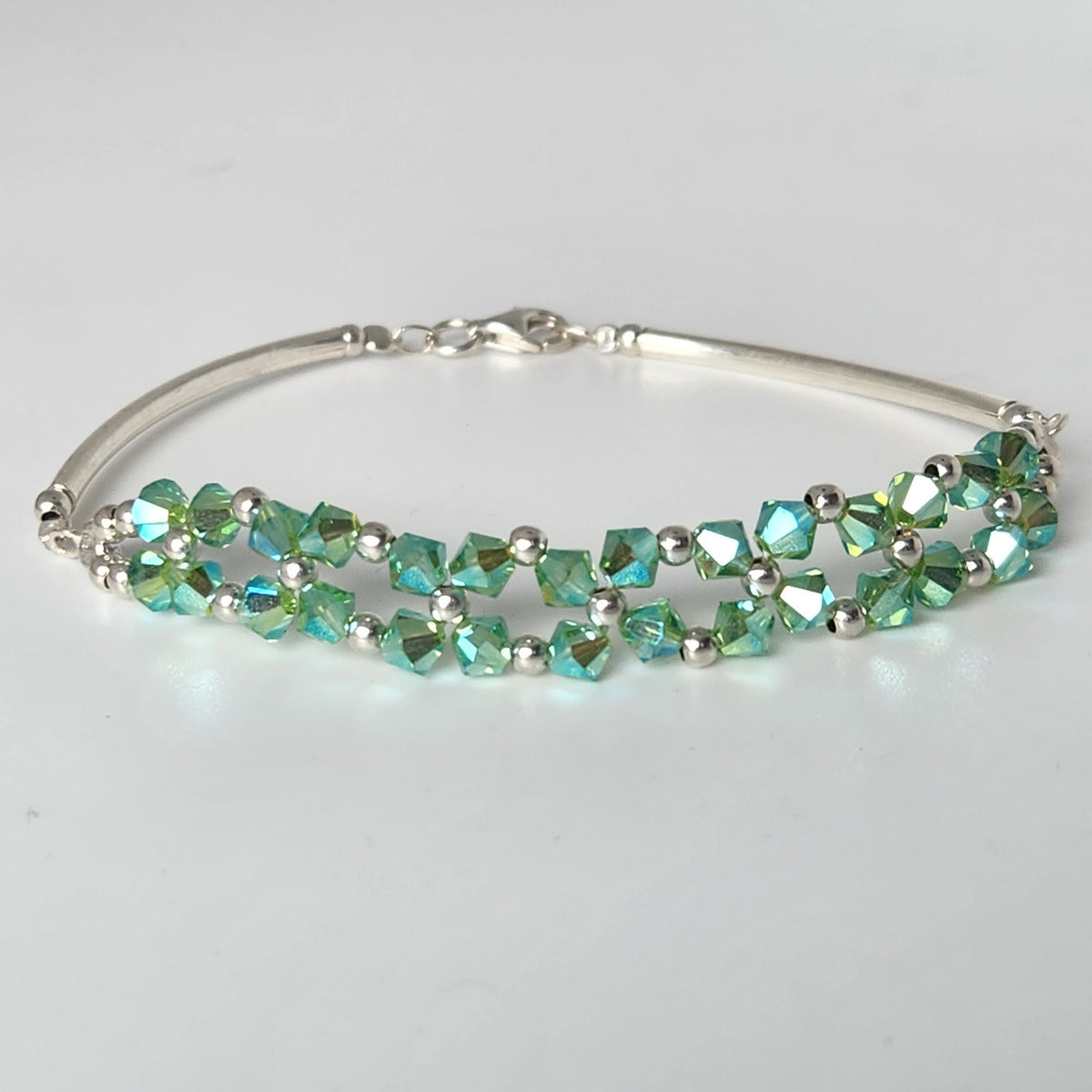 Pulsera FLOR Cristales Swarovski Elements 4mm Plata 925 Varios Colores