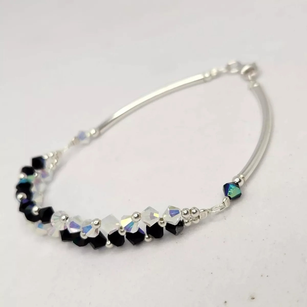 Pulsera FLOR Cristales Swarovski Elements 4mm Plata 925 Varios Colores