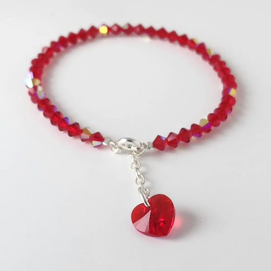 Pulsera Cristal Swarovski Elements Dije Corazon 4mm Todos Los Colores