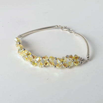 Pulsera FLOR Cristales Swarovski Elements 4mm Plata 925 Varios Colores