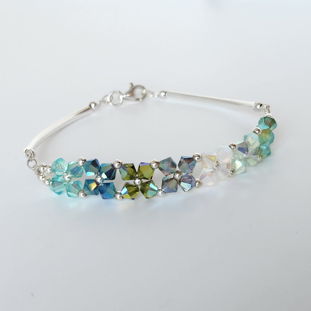 Pulsera FLOR Cristales Swarovski Elements 4mm Plata 925 Varios Colores