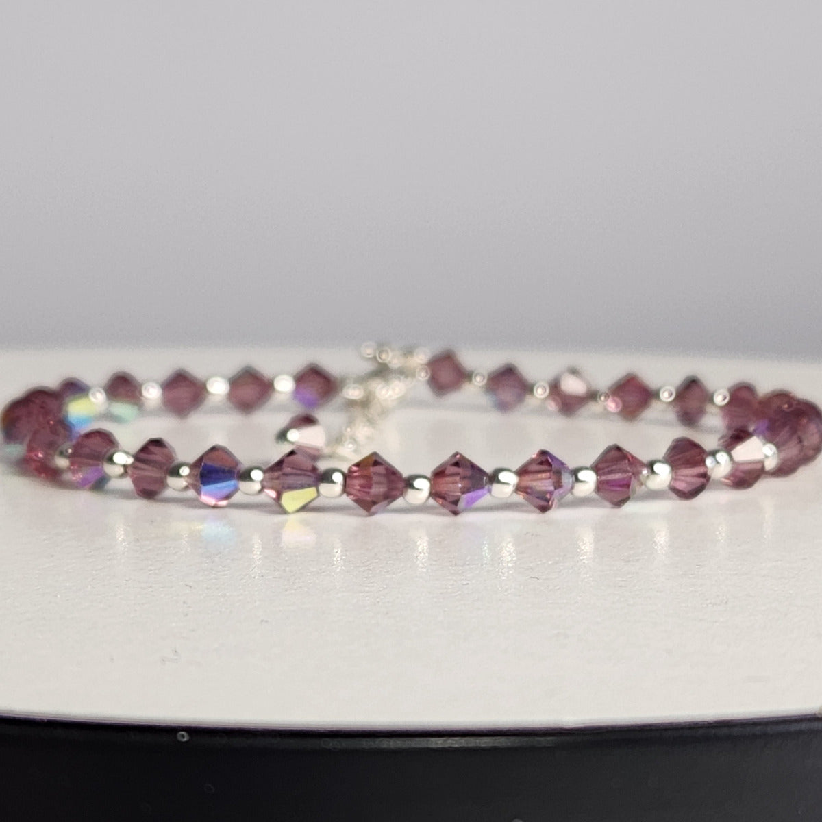 Pulsera Cristal Swarovski Elements Bolita Plata 925 Varios Colores