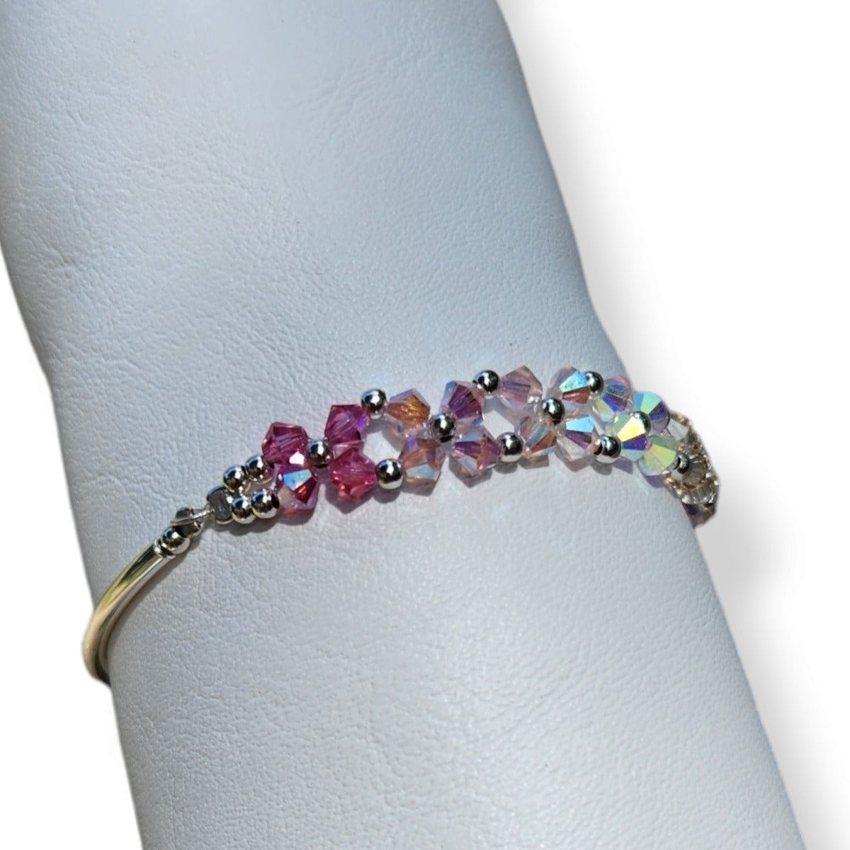 Pulsera FLOR Cristales Swarovski Elements 4mm Plata 925 Varios Colores