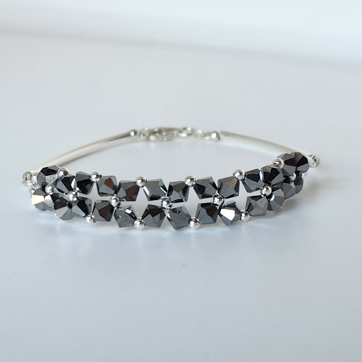 Pulsera FLOR Cristales Swarovski Elements 4mm Plata 925 Varios Colores