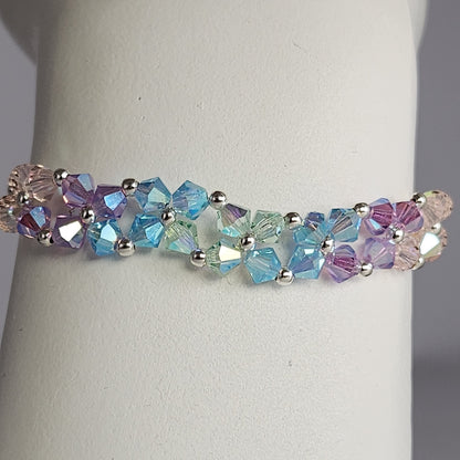 Pulsera FLOR Cristales Swarovski Elements 4mm Plata 925 Varios Colores