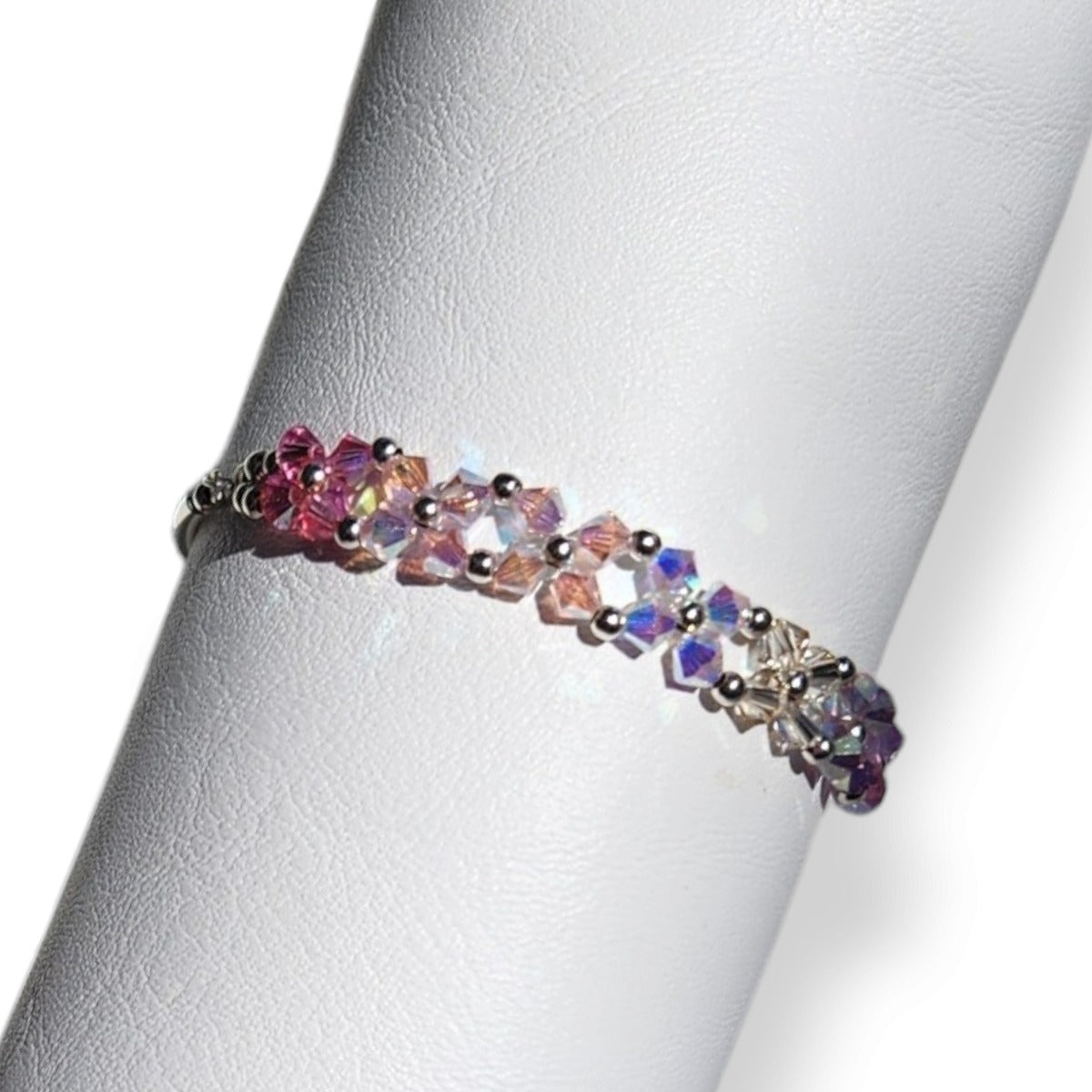 Pulsera FLOR Cristales Swarovski Elements 4mm Plata 925 Varios Colores