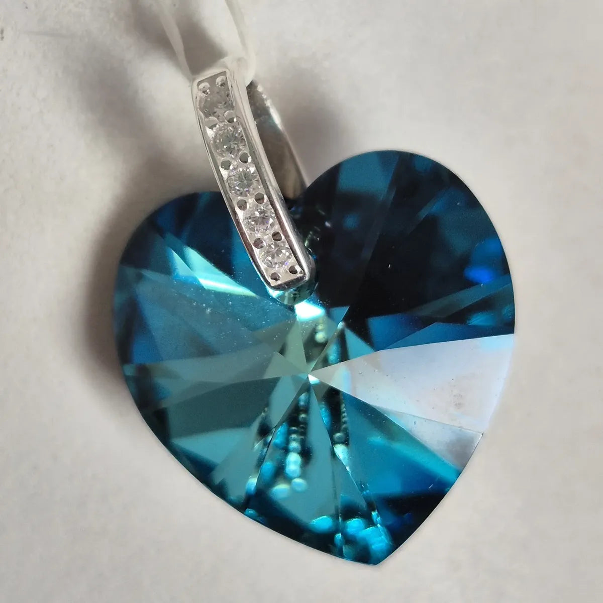 Dije Corazón Cristal Swarovski 18mm Drop de Plata 925