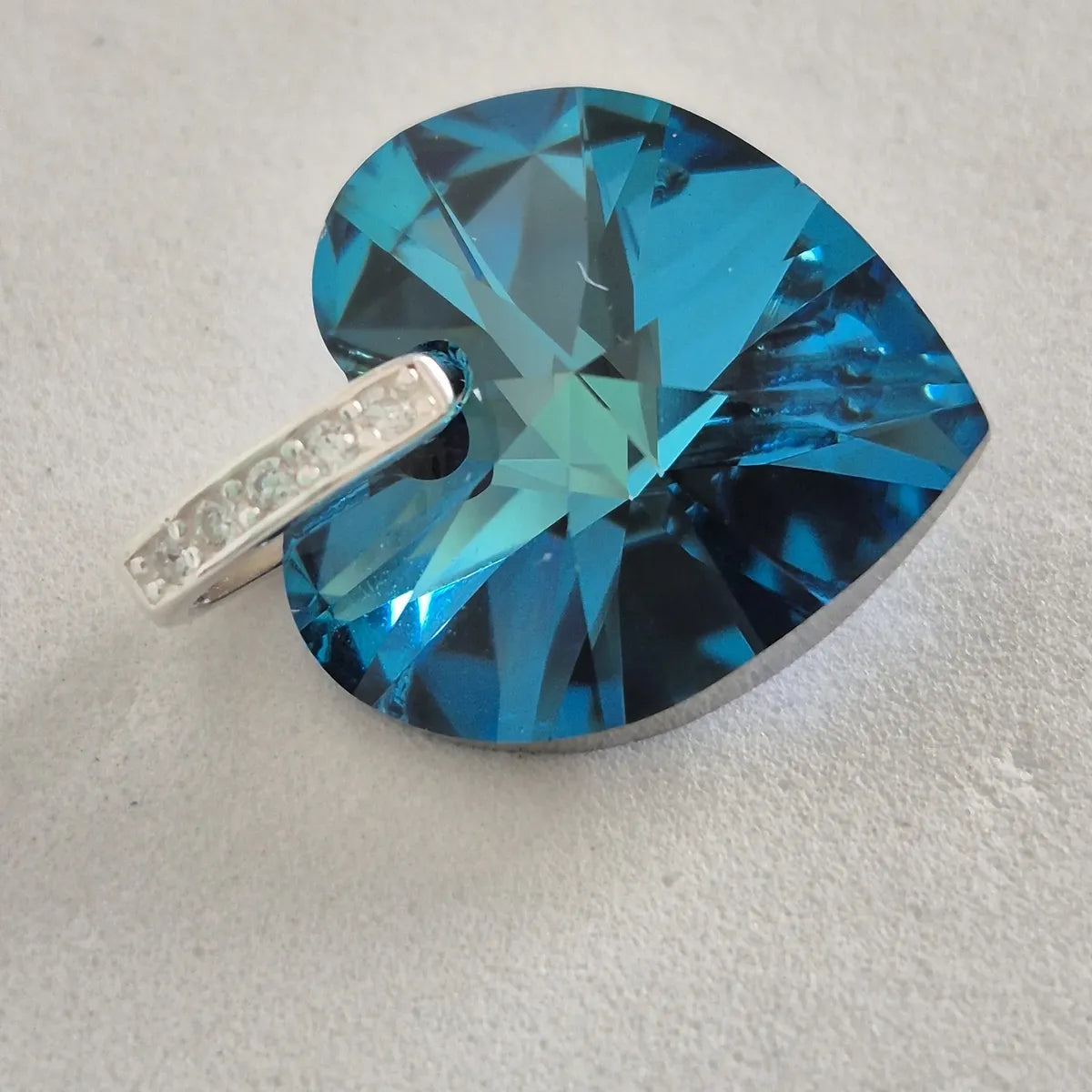 Dije Corazón Cristal Swarovski 18mm Drop de Plata 925