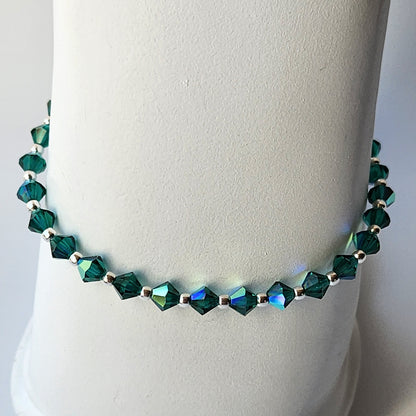 Pulsera Cristal Swarovski Elements Bolita Plata 925 Varios Colores