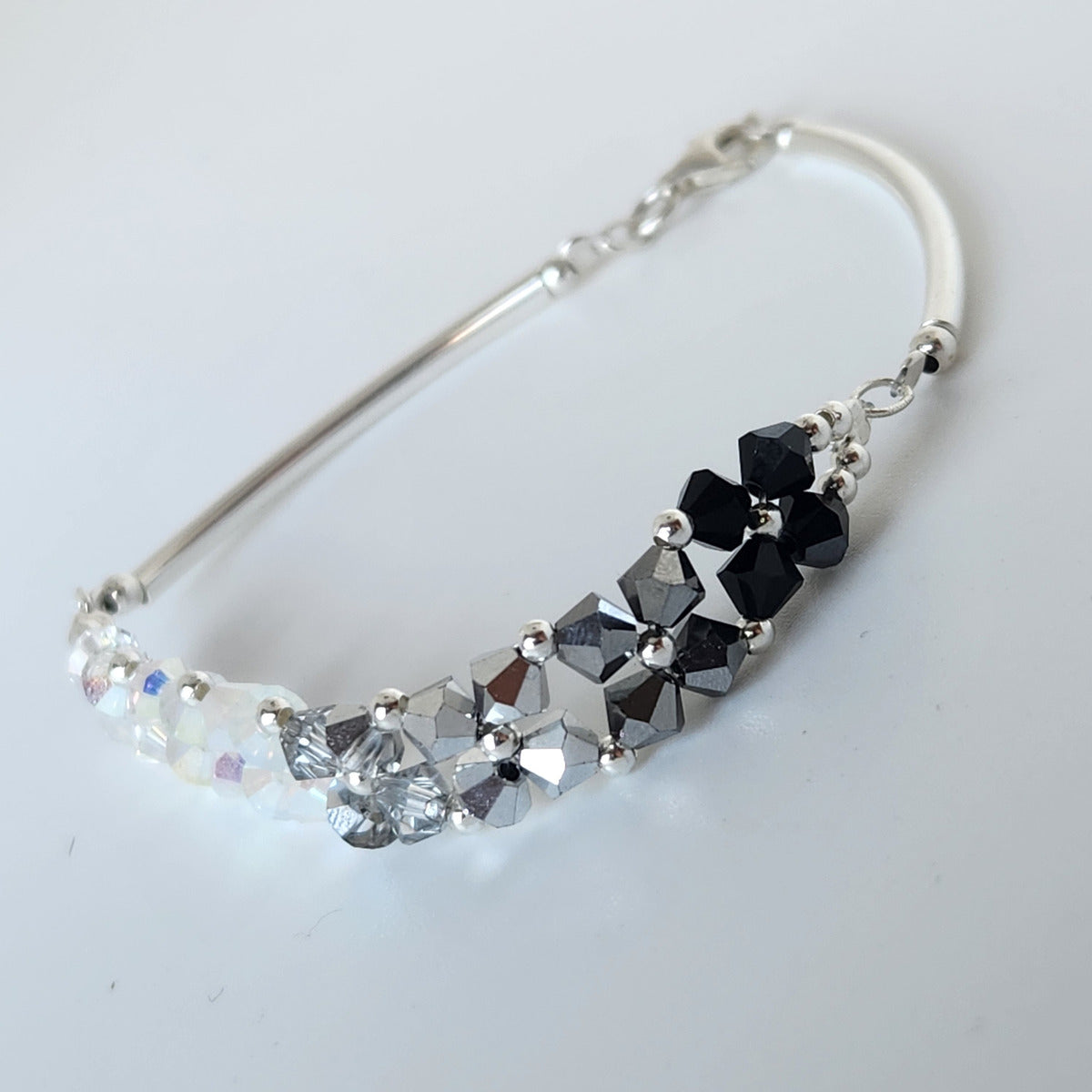 Pulsera FLOR Cristales Swarovski Elements 4mm Plata 925 Varios Colores