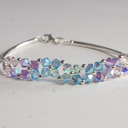 Pulsera FLOR Cristales Swarovski Elements 4mm Plata 925 Varios Colores