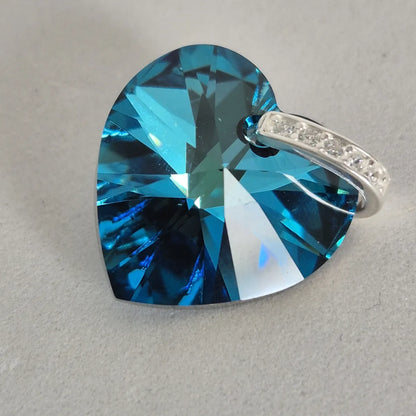 Dije Corazón Cristal Swarovski 18mm Drop de Plata 925
