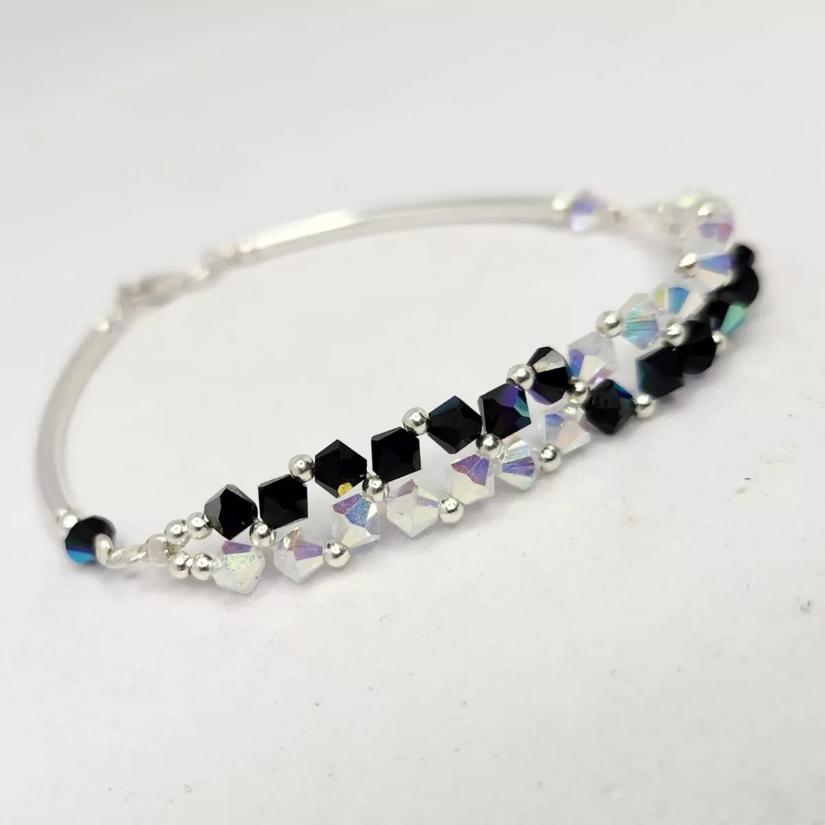 Pulsera FLOR Cristales Swarovski Elements 4mm Plata 925 Varios Colores
