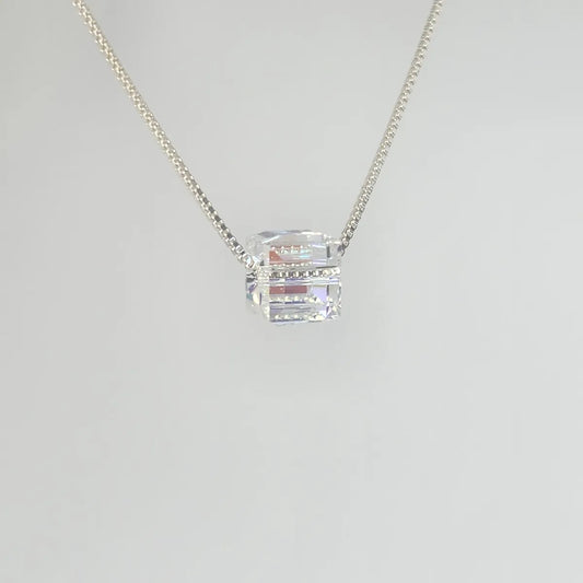 Collar Dije Cubo 6mm Cristal Swarovski Elements plata 925