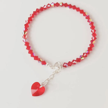 Pulsera Cristal Swarovski Elements Dije Corazon 4mm Todos Los Colores