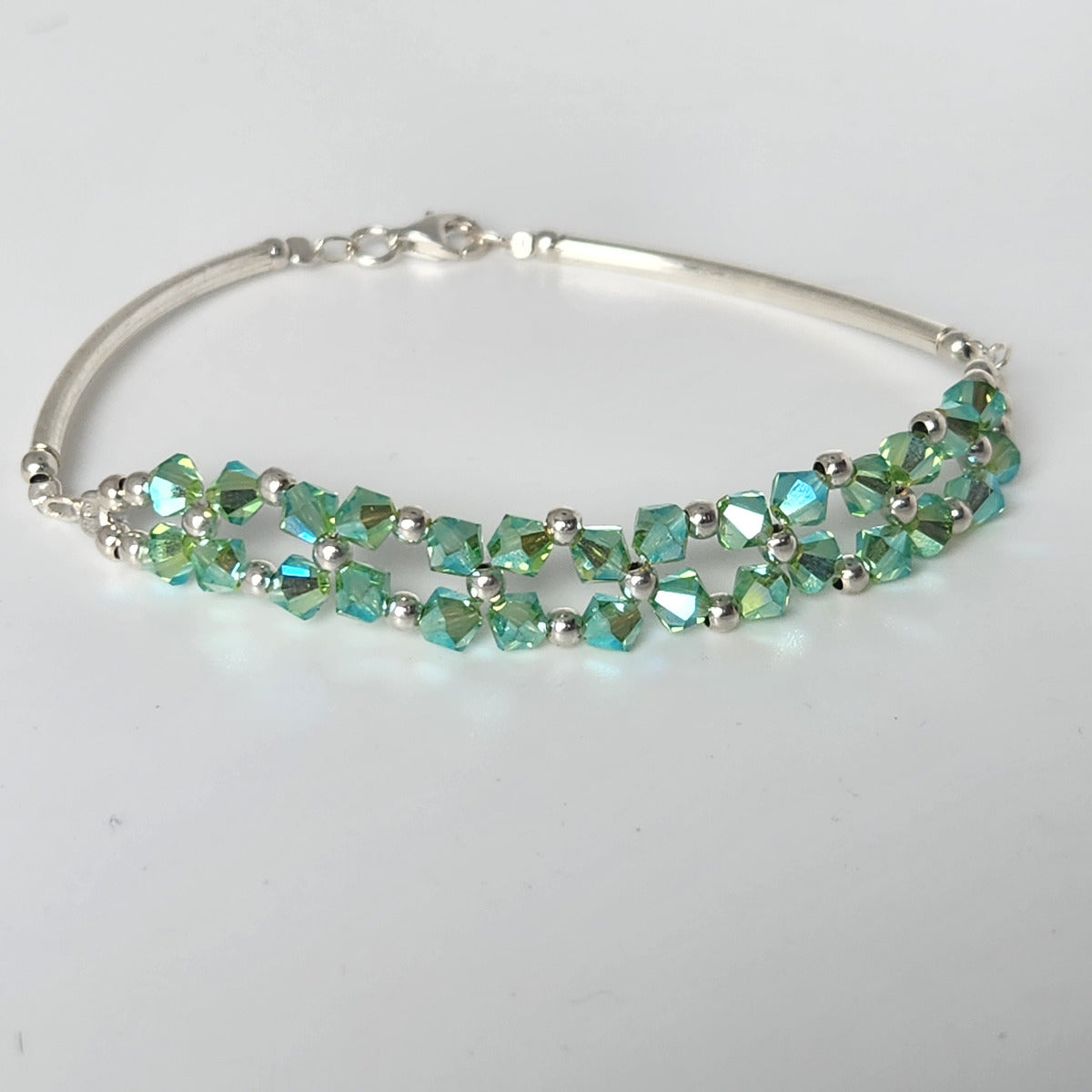 Pulsera FLOR Cristales Swarovski Elements 4mm Plata 925 Varios Colores