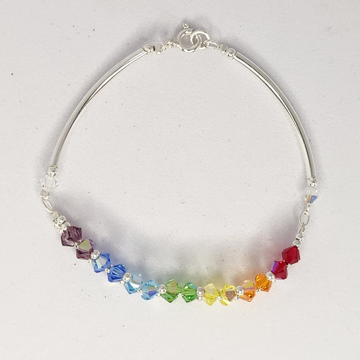 Pulsera FLOR Cristales Swarovski Elements 4mm Plata 925 Varios Colores