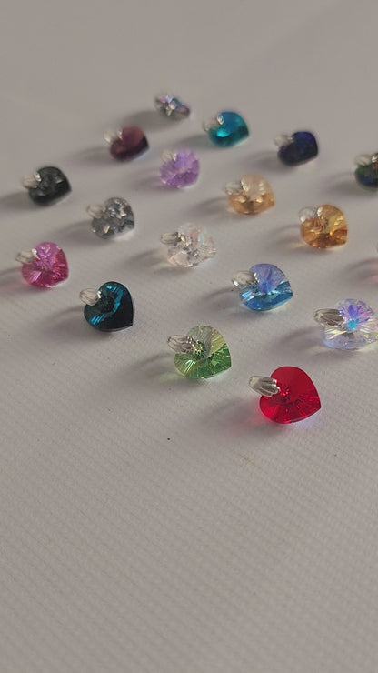 Dije Cristal Swarovski Elements Corazón 10mm Plata 925 Varios Colores