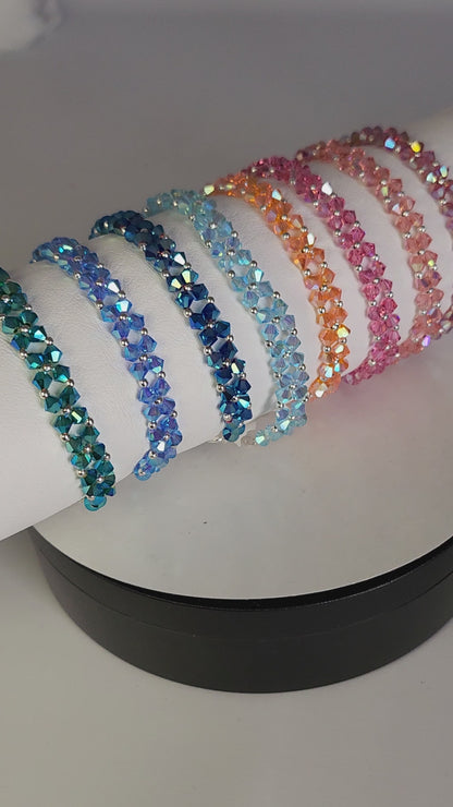 Pulsera Abundancia Cristal Swarovski Elements 4mm Plata 925 Colores